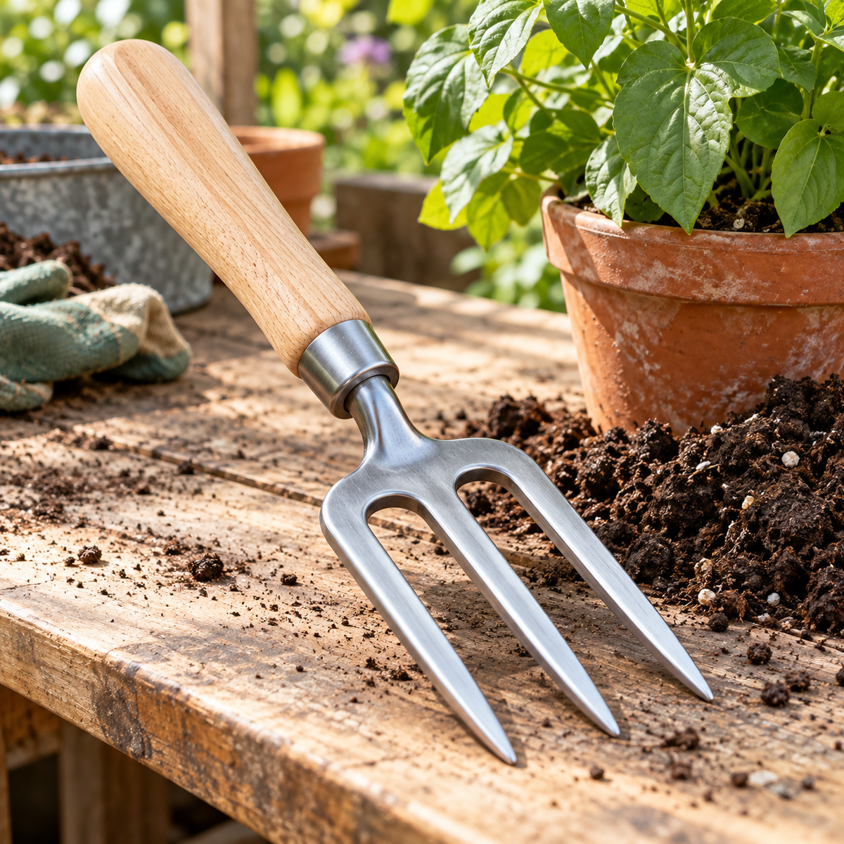 Everyday Garden Hand Fork — AI-generated styling illustration