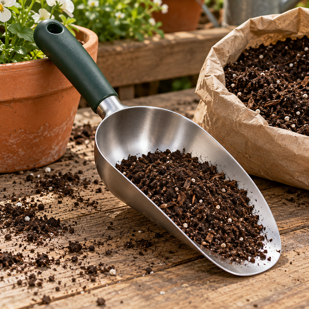 Potting Soil Scoop — AI-generated styling illustration